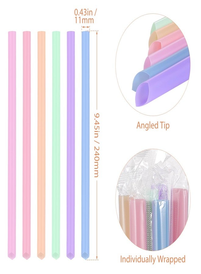 ONEYIM [Individually Wrapped] Disposable Plastic Smoothie Boba Straws - 9.45" Long 0.43" Wide Colorful Jumbo Straws for Milkshake, Bubble Tea, Lemonade, Milk, Coffee, 100 Pieces - Image 2